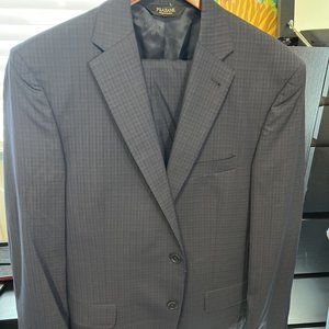 Jos A Bank Signature Gold Navy Microplaid 41R/35 Mens Wool Suit Traditional Fit